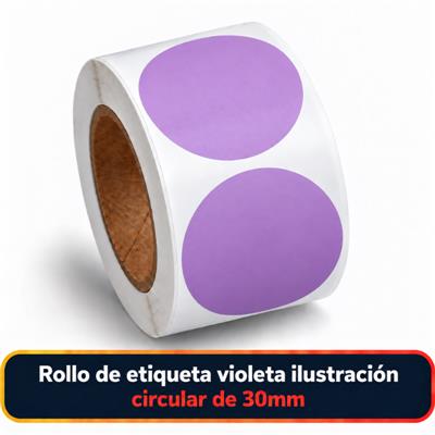 Rollo de etiqueta Ilustración Circular Violeta 30 Diametro (B40 ROLLO x 1000)